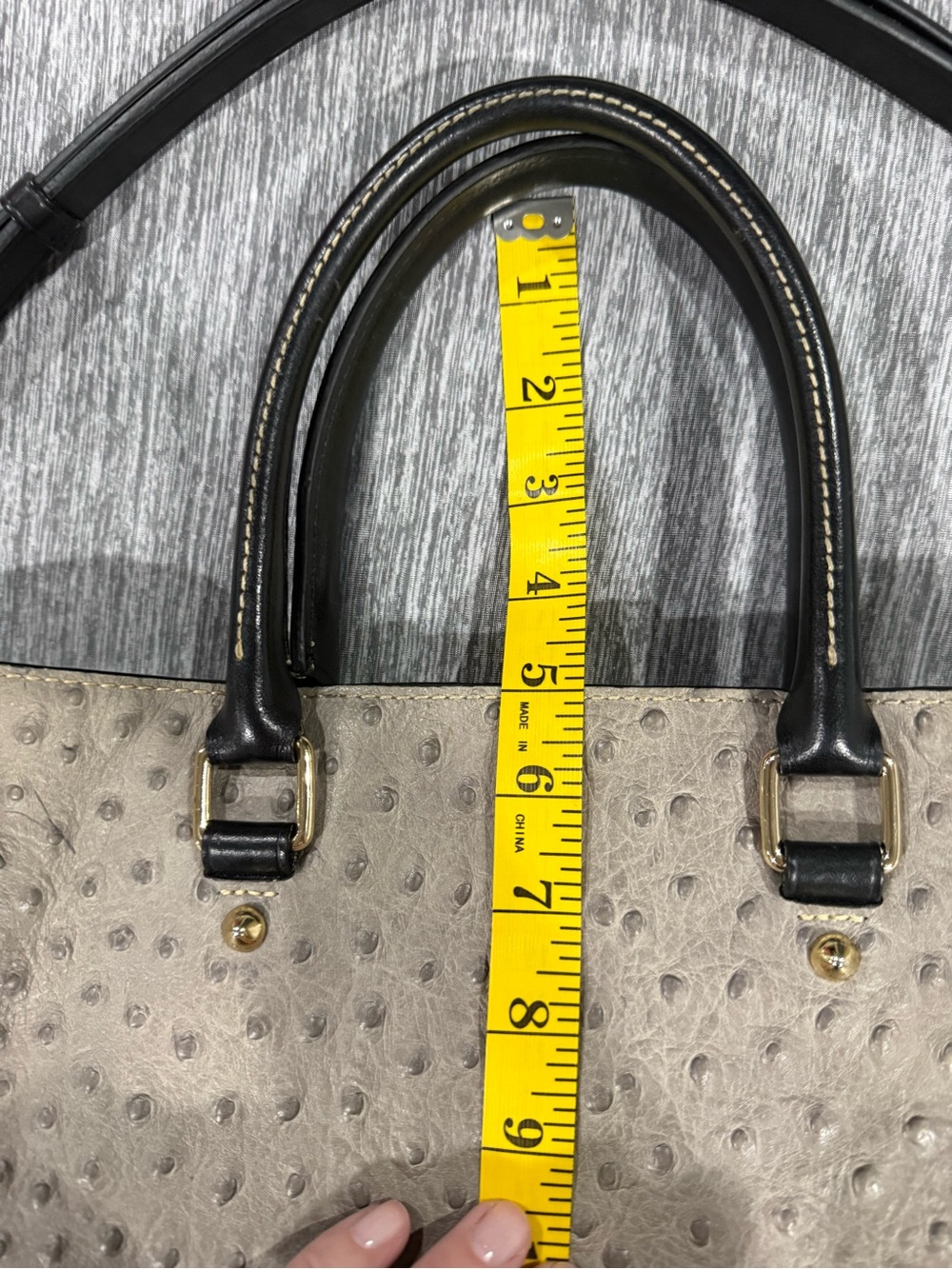 Dooney & Bourke Gray Ostrich-Embossed Chelsea tote - Picture 12 of 12